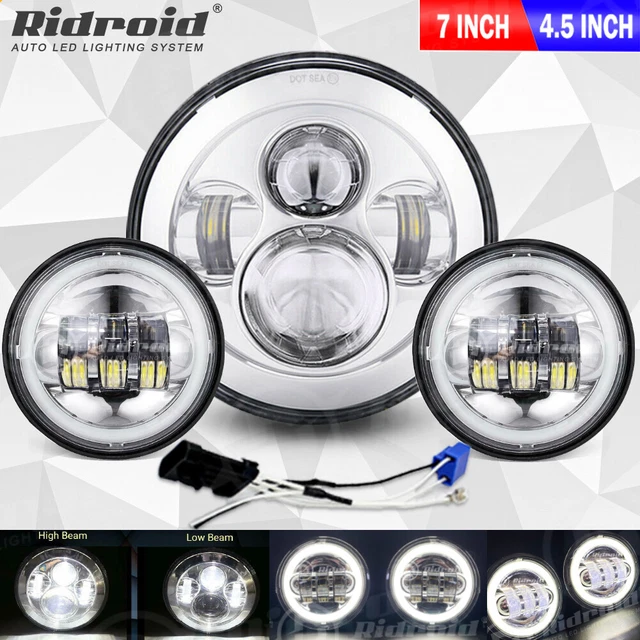 7" LED Headlight+4.5" Passing Light For Harley Davidson Heritage Softail Classic