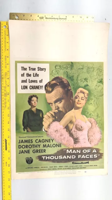 Man of a Thousand Faces Movie Poster James Cagney 1957 Original 14 x 22"