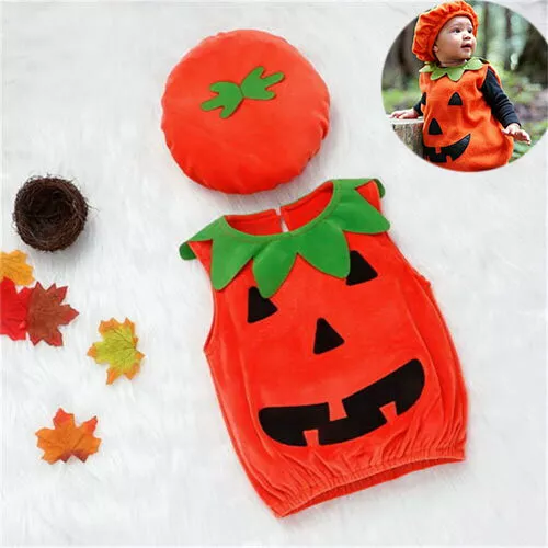 Halloween Clothes NEW Infant Baby Girl Boy Outfit With Hat Pumpkin Costume Fancy
