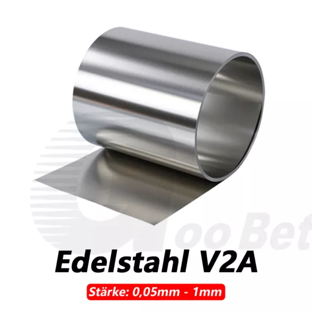 Edelstahlblech 0,05mm - 1mm Zuschnitt Platte Folie Rolle 1.4301 V2A Breite 300mm