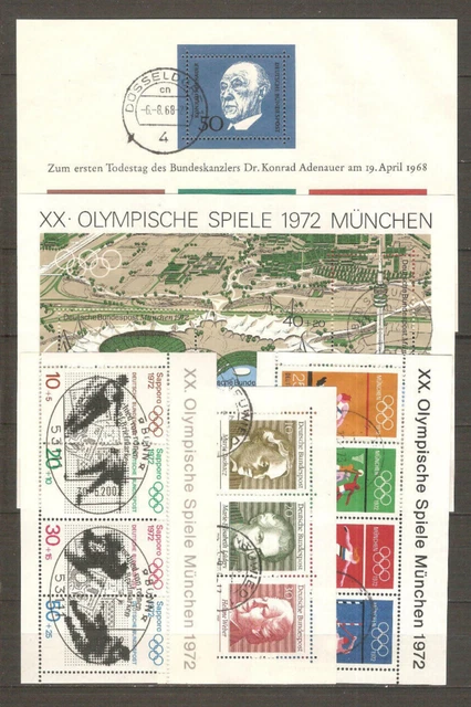 (23); BUND gestempelt; Fünf verschiedene Blöcke 60er & 70er Jahre!