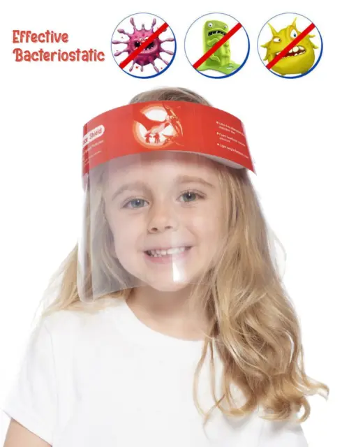 Kids Face Shield Visor Girls Boys Unisex Transparent Cover Child Red Dino 1Pc