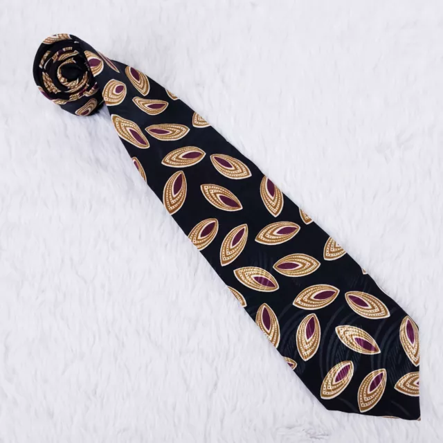 Jonathan Black Maroon and Gold Neck Tie 55" Long 3 1/2" Wide NWOT