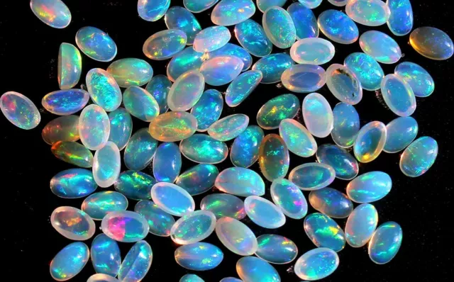 Natural Ethiopian Opal Welo Fire Opal Loose Gemstone Wholesale Lot Oval Cabochon