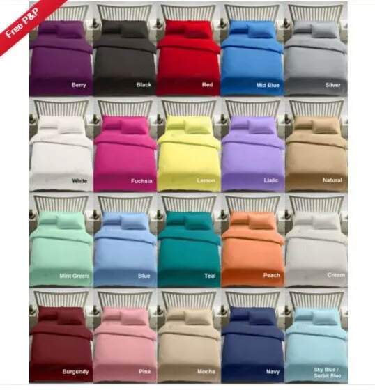 100% Egyptian Cotton Duvet Cover Bedding Set 200 Thread Count & Pillow Case Set