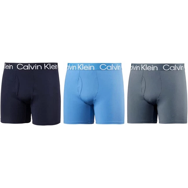 CALVIN KLEIN MENS 3 Pack Micro Rib Boxer Brief XL (Shoreline/Light Blue