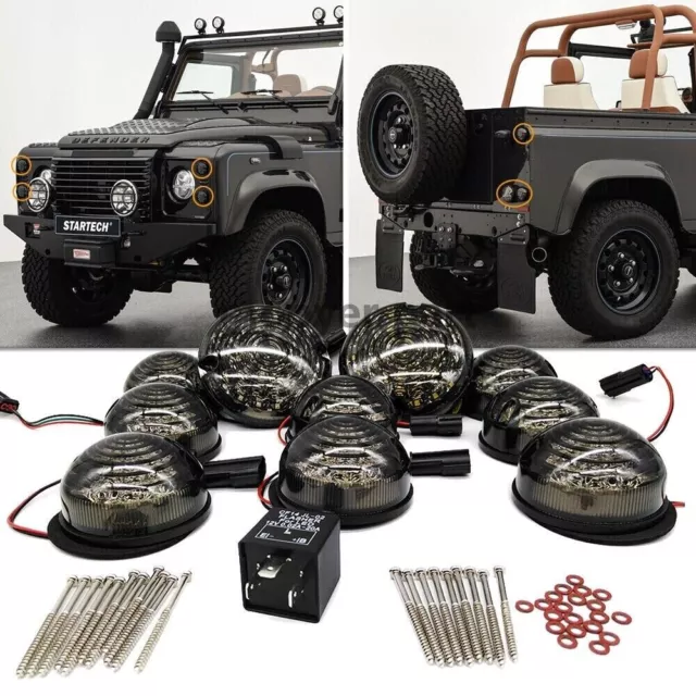 12x Smoke Complete LED Light Upgrade Kit W/ Side Light For LR Defender 1990-2016 3