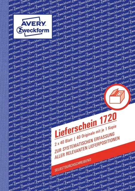 AVERY Zweckform 1720 Lieferschein (A5, selbstdurchschreibend, 2x40 Blatt) weiß/g