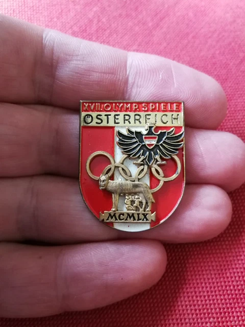 Olimpiadi Roma 1960 Spilla Pin Austria Con Ago Rimosso (Mm.32) #Cass2