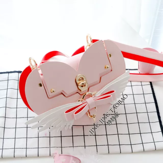 Japanese JK Women Shoulder Handbag Lolita Arrow Wings Messenger Bag Heart Shape