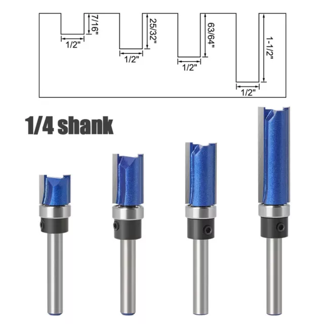 Trimming Bit Industrial 1/4" Shank Top Bearing Flush Trim Pattern Router Bit