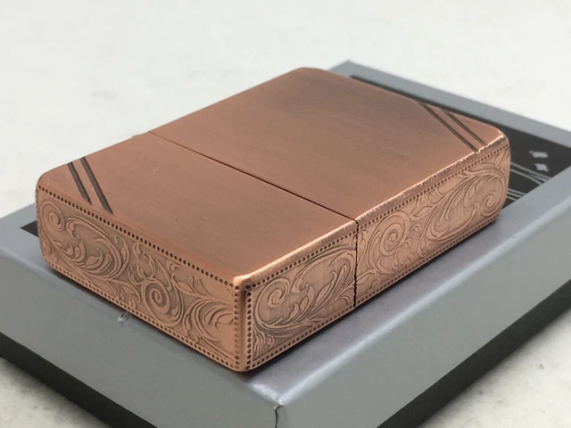 Zippo 1935 Replica Arabesque 3 Sided Processing Copper Antique Oil Lighter Japan