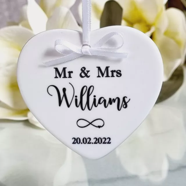 Infinity Heart Wedding Ornament Personalised Mr and Mrs Gift Wedding Gift