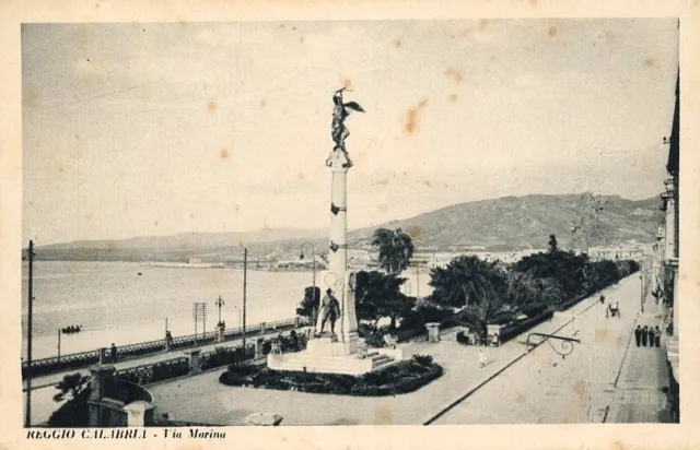 Cartolina Paesaggistica Calabria Reggio Calabrie Via Marina Viaggiata Anno 1934
