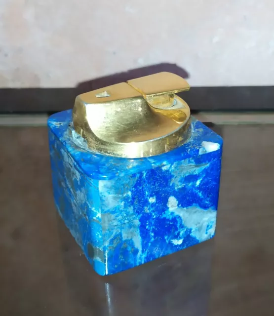 Rare briquet de table RONSON Exclusive Design Genuine lapis lazuli