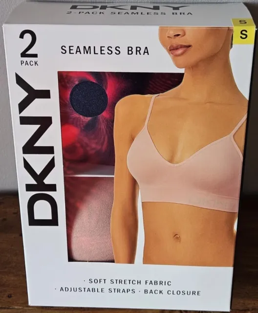 DKNY Womens Seamless Bralette 2-Pack soft stretch black gray Size