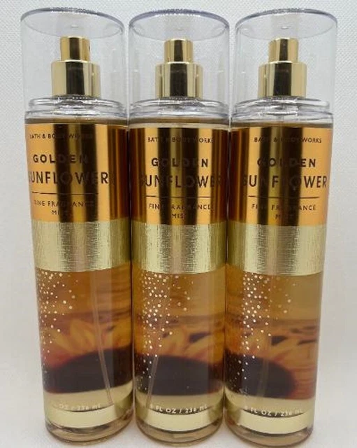 BATH & BODY Works Golden Sunflower Fine Fragrance Mist 8 Oz x3 30.29
