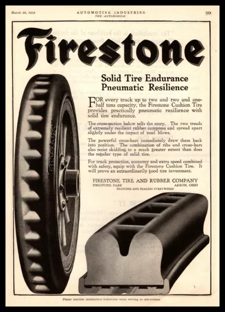 1919 Firestone Tire & Rubber Company Firestone Park Akron Ohio Vintage Print Ad