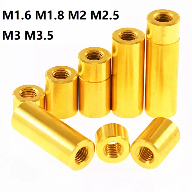Brass Threaded Rod Tube Adapter M1.6-M3.5 Round Coupling Rod Bar Stud Connector
