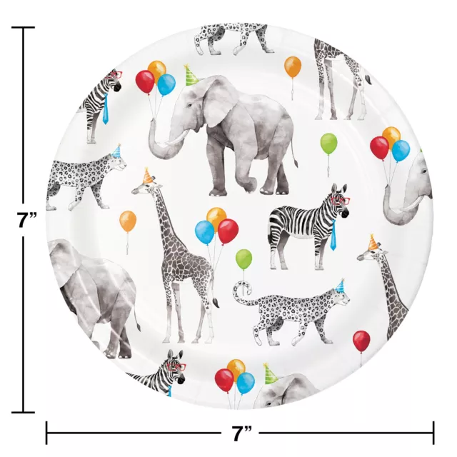 Safari Jungle Animal Plates 18cm Party Paper Plates Giraffe Elephant Zebra x 8