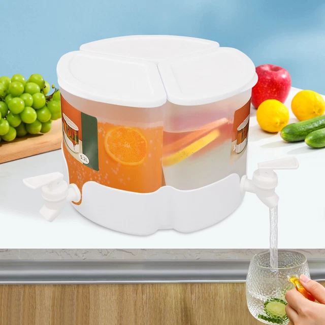Juice Dispenser 1.3 Gallon 360° 3-Faucet Cold Beverage Juice Lemonade Dispensers