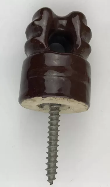 Vintage Lot of 1 Brown Ceramic Porcelain Glazed Electric Power Line Insulator