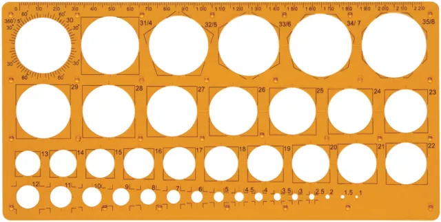 Maped Kreisschablone 1-35 mm 39 Kreise orange-transparent