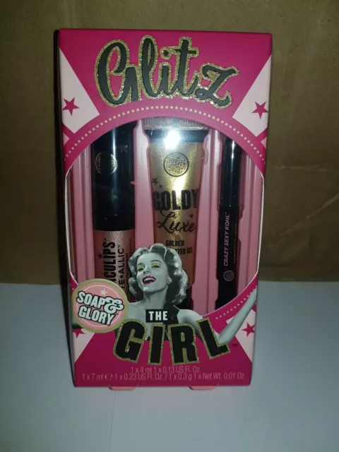 SOAP & GLORY Glitz the Girl Gift Set Kohl Matte Lip Cream Face Glitter