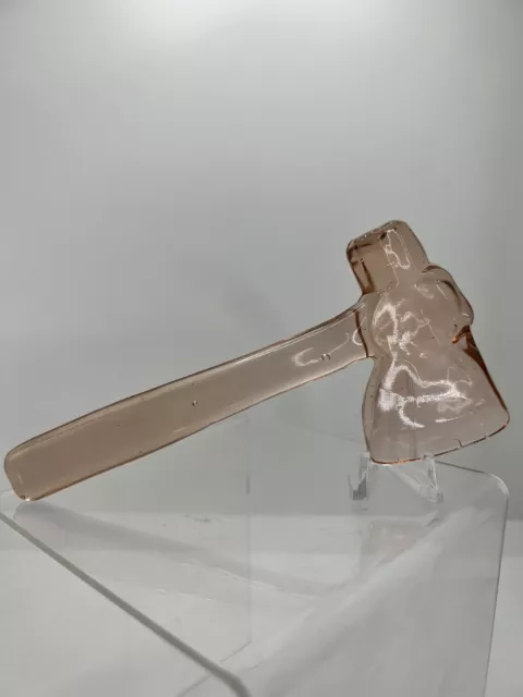 Vintage Pink Glass Hatchet Axe Paperweight Figurine