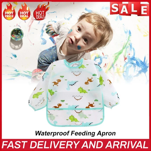 Bebé Babés Alimentación Niños Mono Impermeable Manga Larga (0-3 Años Dinosaurio