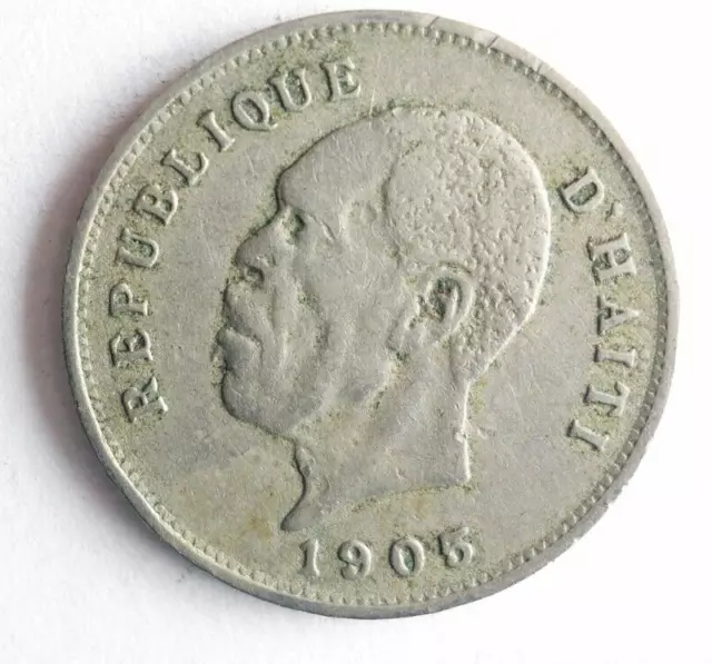 1905 HAITI 5 CENTIMES - Excellent Coin - FREE SHIP - Bin #349