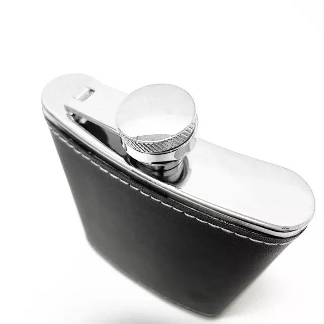 Portable Stainless Steel Hip Flask Flagon Whiskey Wine Pot Leather Cover Bottle 3