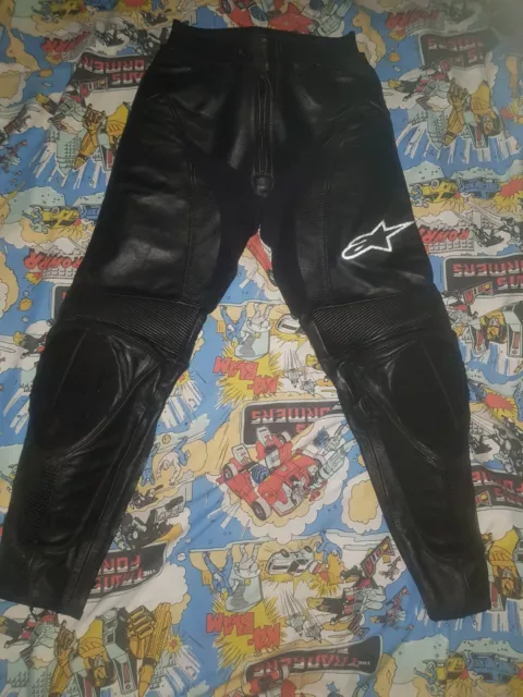 *Alpinestars Missile Leather Motorcycle Trousers US Size 28 EUR 44 Black  VGC*