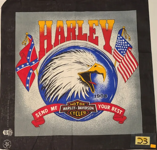 Vintage Harley Davidson Bandana "Send Me Your Best" Eagle and Flags New/Unused