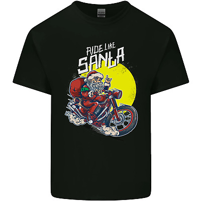 Ride Come Babbo Natale Biker Moto Natale Da Uomo Cotone T-Shirt Tee Top