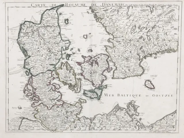 Danimarca Danmark Danimarca Mappa Carte Delisle Engraving Rotocalco 1710