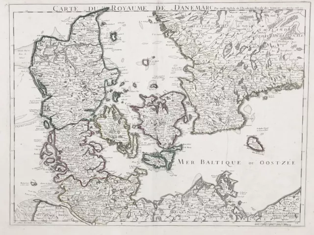 Denmark Danmark Dänemark map Karte carte Delisle engraving gravure 1710