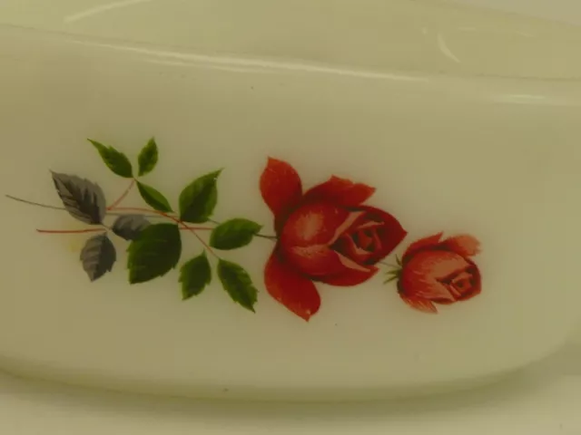 (ref288B) Retro JAJ Pyrex Sauce Boat With Rose Pattern 2