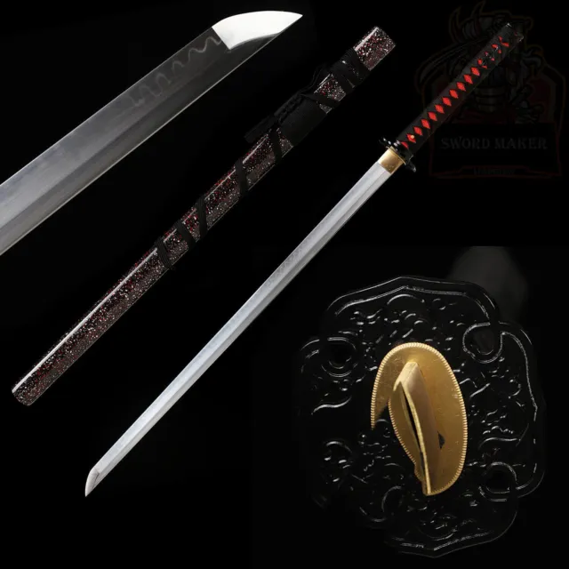 Handmade Clay Temperped T10 Steel Japanese Samurai Ninja Sword Katana Full Tang