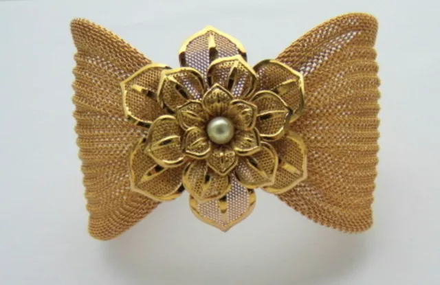 Bracciale donna vintage oro braccialetto con fiore perle gioiello stile antico