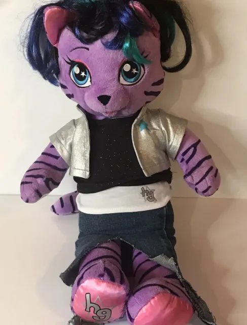 BAB Build A Bear Honey Girls Teegan HG Purple 20" Tiger Cat Stuffed Plush Doll