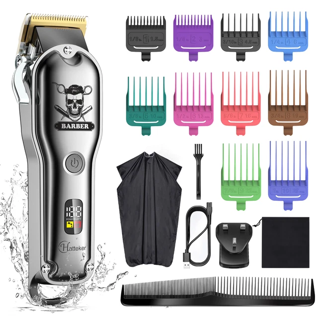 HATTEKER Hair Clipper Mens Beard Trimmer Professional Hair Cutter Kit Cordless