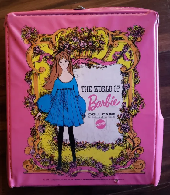 VTG 1968 The World of Barbie Doll Case Pink Mattel USA 2 Barbies Outfits AS IS