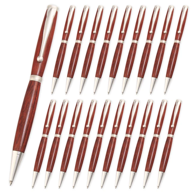 Kit de pluma elegante, acabado plateado satinado, paquete de 20, torneado en madera heredado