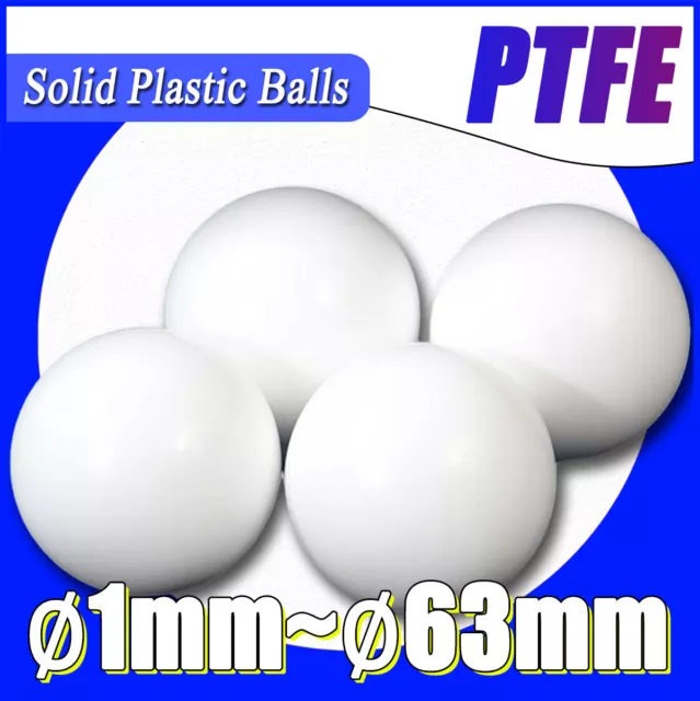 White Solid PTFE Plastic Balls Dia~∅1mm-∅63mm Anticorrosion Diaphragm Pump Ball