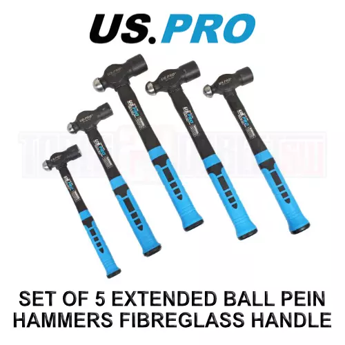 US PRO Tools 5pc Ball Pein Hammers Set 8 16 24 32 40oz FibreGlass Handles 4531