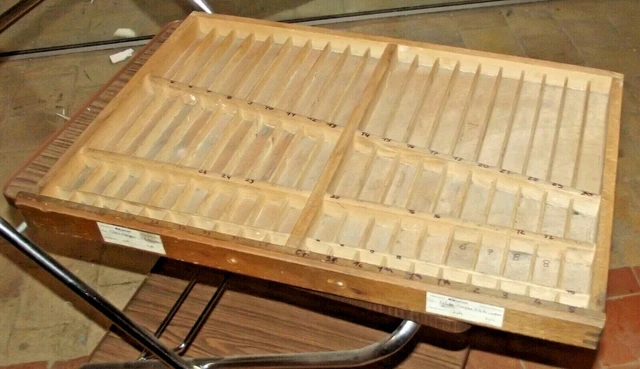 Antiguo Plato Madera Printers Francés Tipografía Cajón Deco Industrial Loft