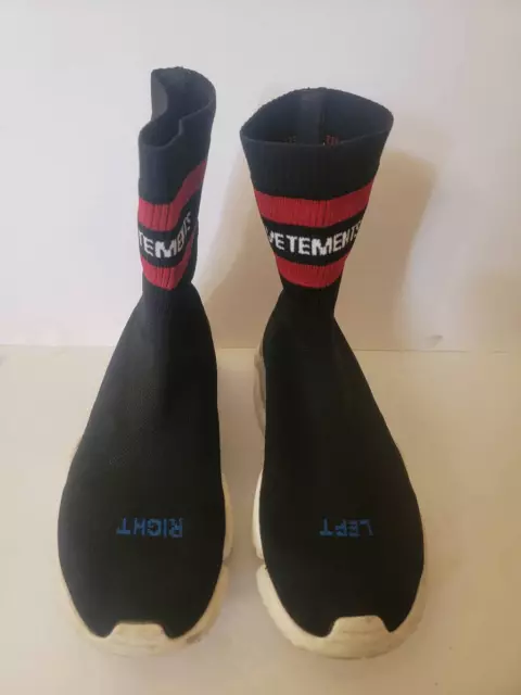 Reebok Time Vetements Men's Black Rare Socks Sneakers Size 9