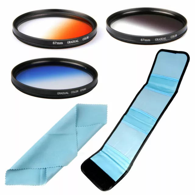 Zomei Ultra Slim Graduated Grey+Blue+Orange Filter Kit for Canon Nikon