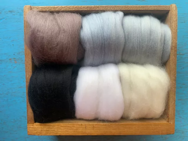 Heidifeathers® Merino Wool Tops - 'Grand Greys' Mix - Felting Wool Roving Fibres 3